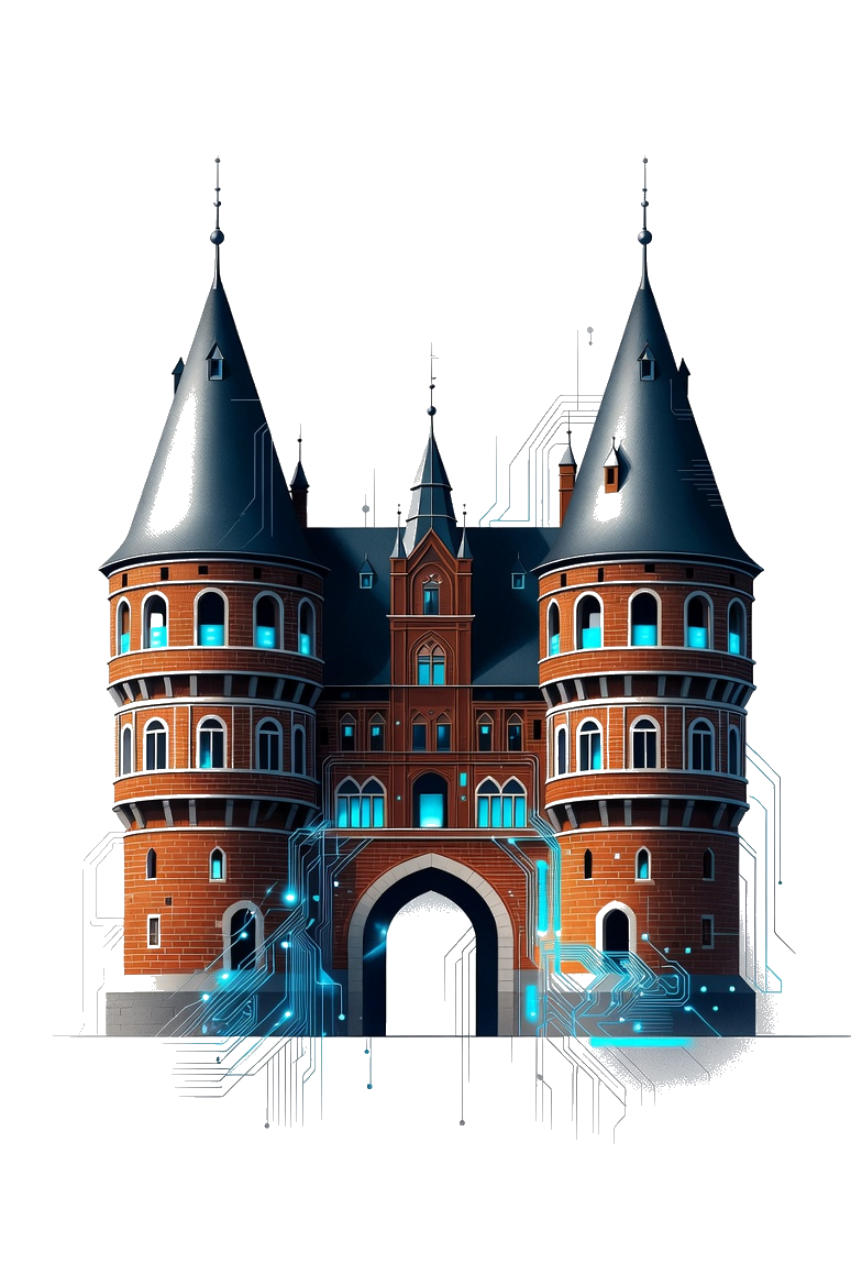 Lübecker Holstentor im KI-Stil